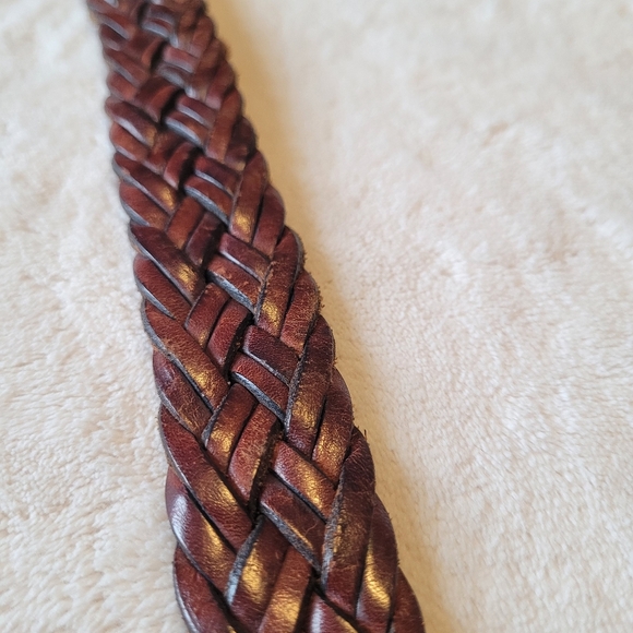 TRAFALGAR Brown Men's Leather Braided Belt - Picture 9 of 11